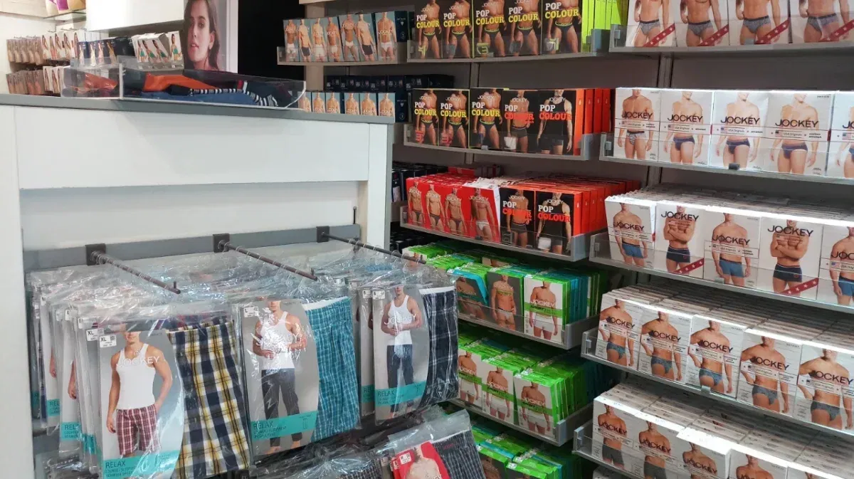 Hosiery product shelves